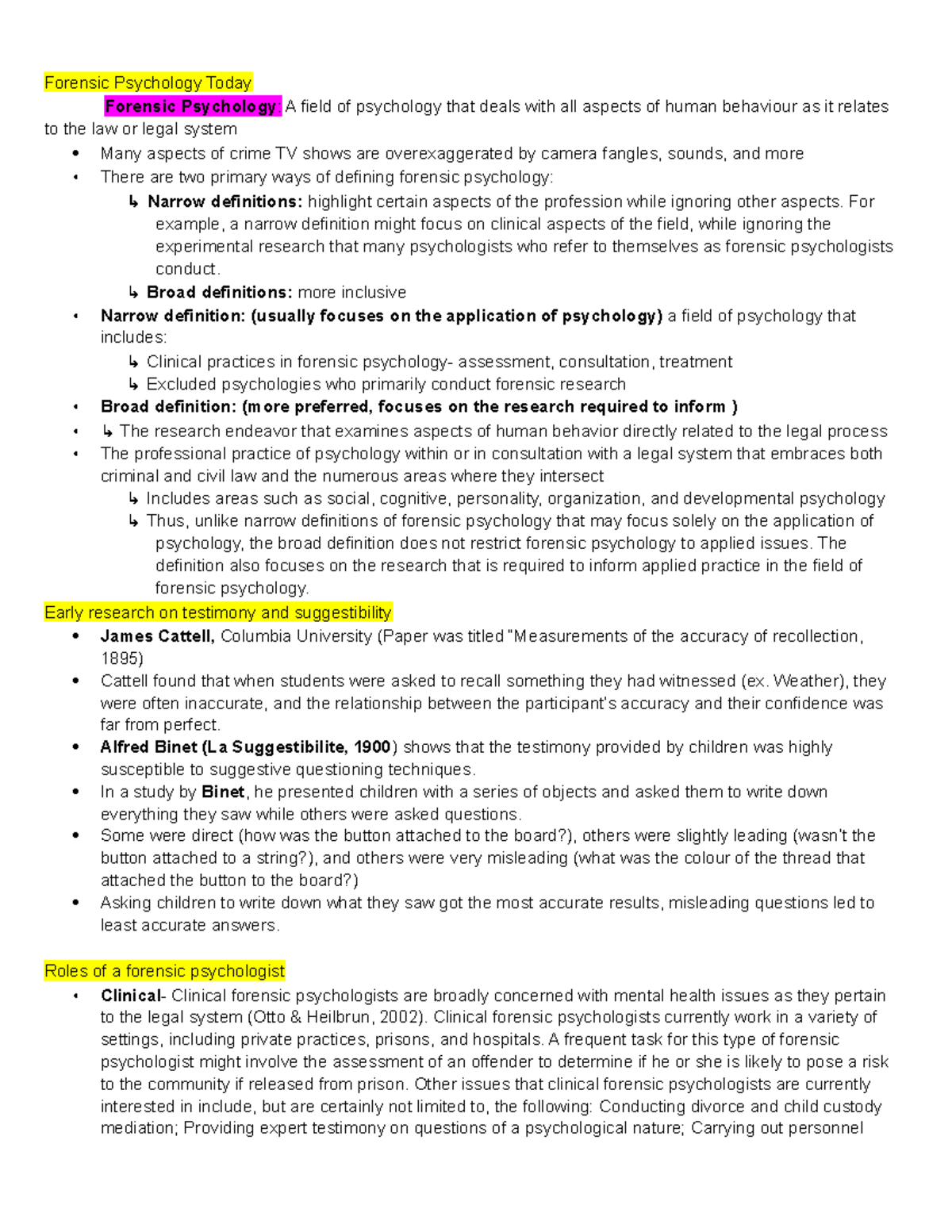 Week 1- Introduction Chapter 1 - Forensic Psychology Today Forensic ...