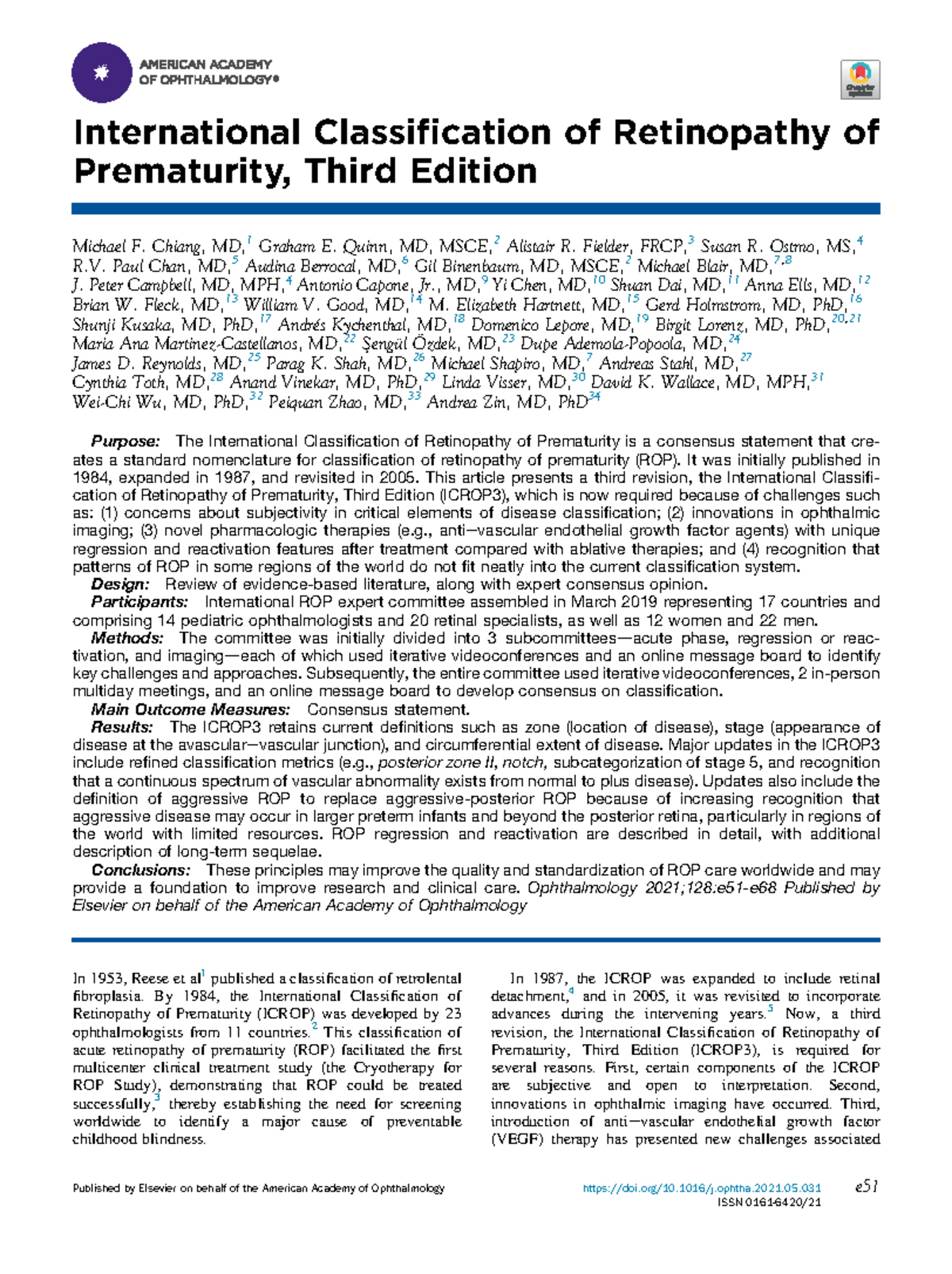 International Classification of Retinopathy of Pre - International ...
