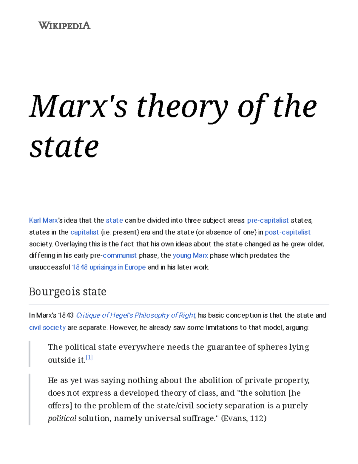 Marx's theory of the state - Wikipedia - Marx's theory of the state ...