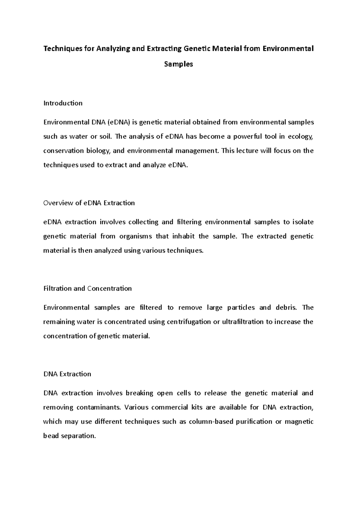 Techniques For Analyzing And Extracting Genetic Material From