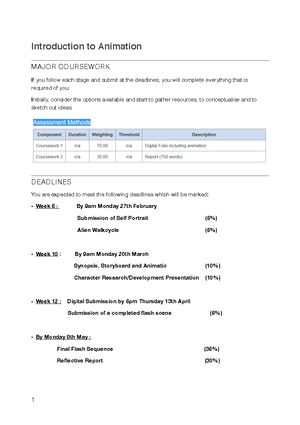 Introduction To Animation - Module Handbook - INTRODUCTION TO ANIMATION ...