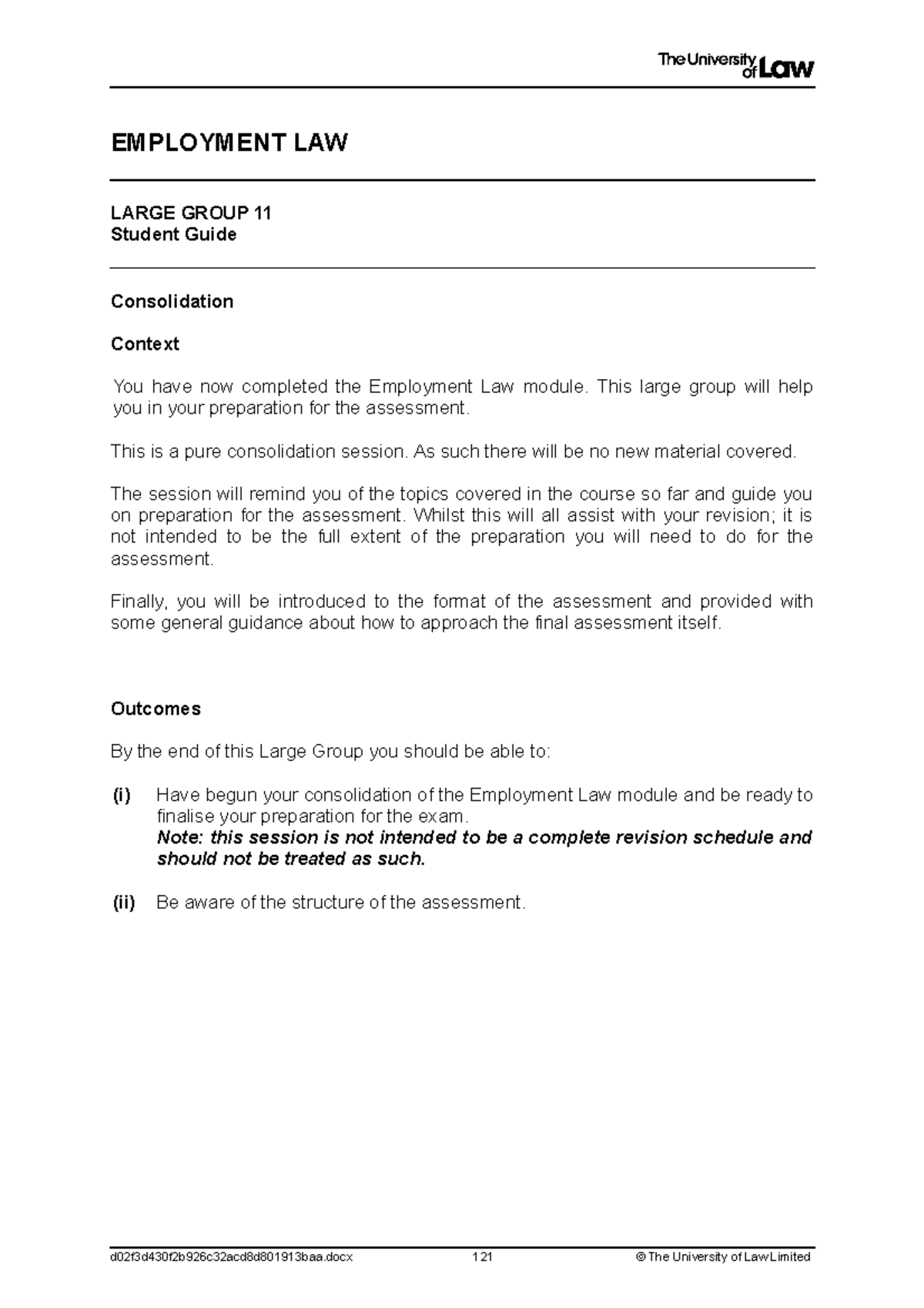 Employment LG 11Consolidation - EMPLOYMENT LAW LARGE GROUP 11 Student ...