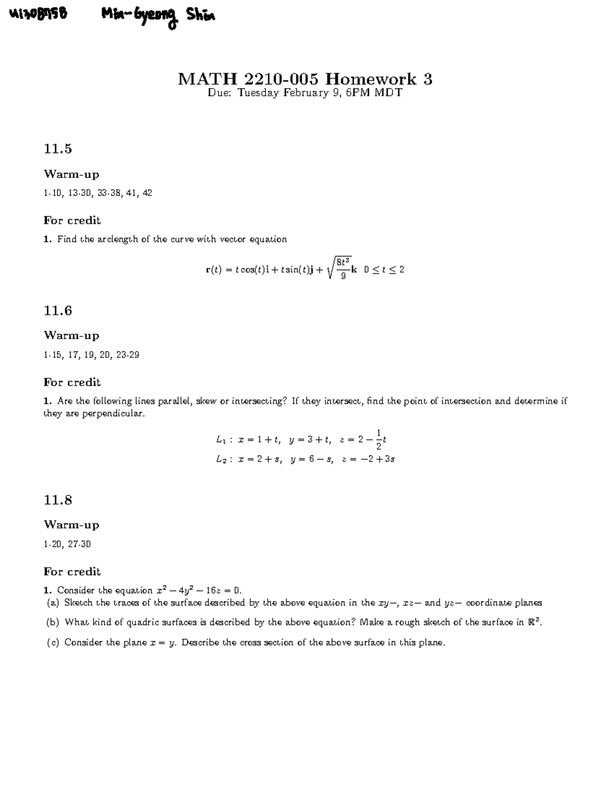 MATH+2210 Homework+3 - HW3 - MATH 2210-005 Homework 3 Due: Tuesday ...