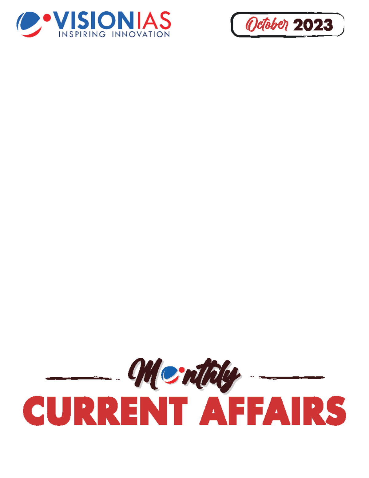 Vision IAS Monthly Current Affairs October 2023 - October Table of ...