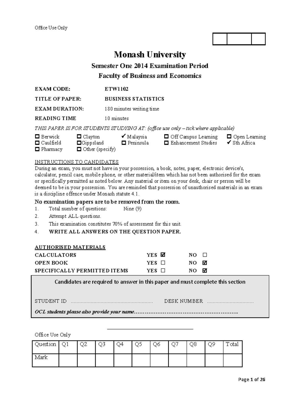 final-exam-s1-2014-page-1-of-26-office-use-only-monash-university