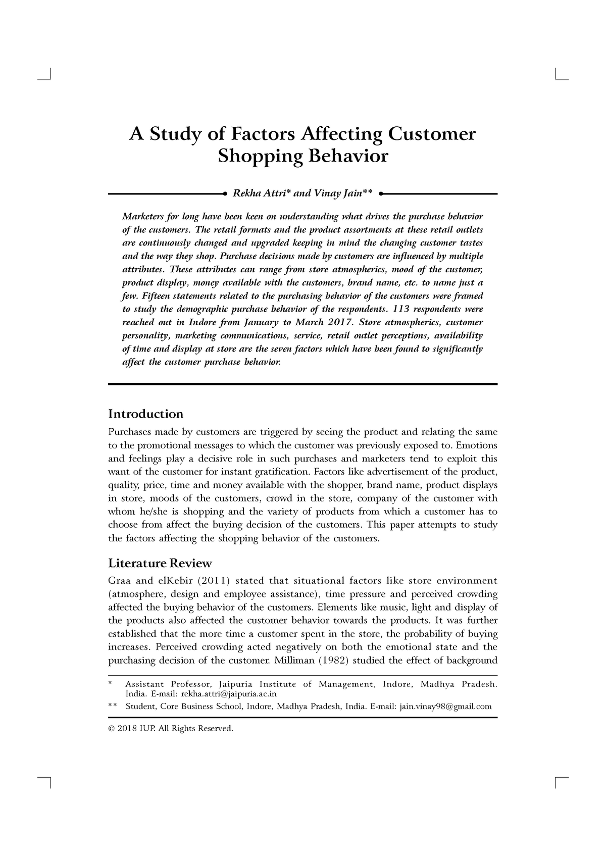 factors affecting consumer behaviour research paper