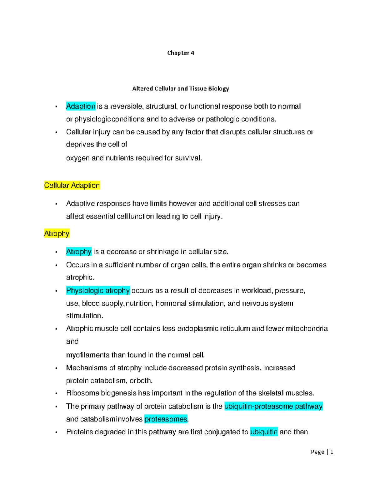 Chapter 4 altered cellular and tissue biology - Chapter 4 Altered ...