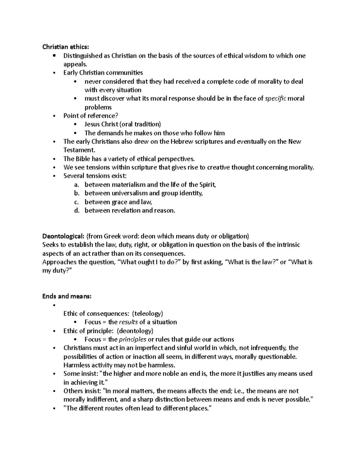 Definitions THEO 204 - Christian ethics: Distinguished as Christian on ...