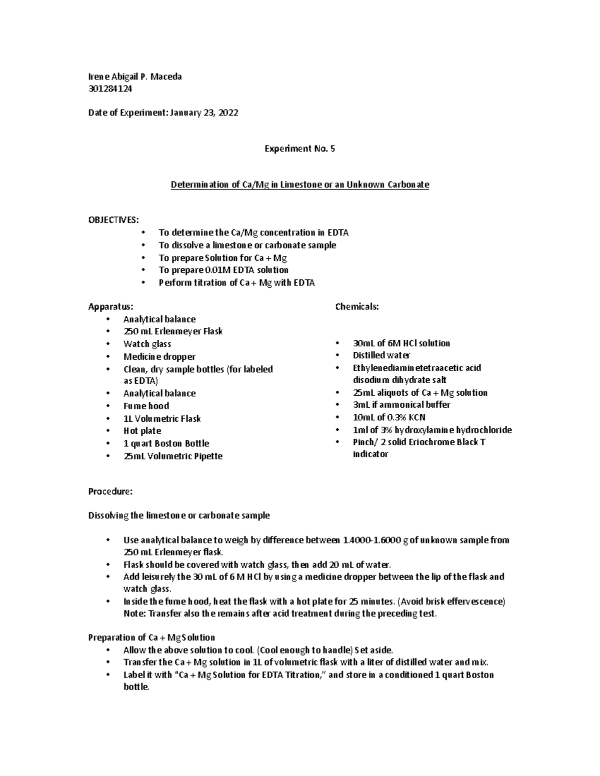 Pre-lab#5Anachem - Pre-laboratory Assignment - Irene Abigail P. Maceda ...