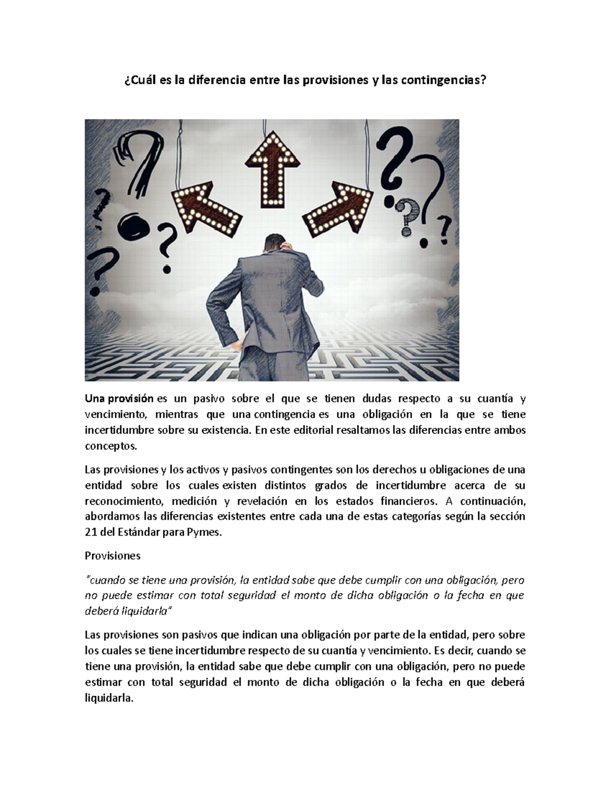 Provisiones Y Contingencias - ¿Cuál es la diferencia entre las ...