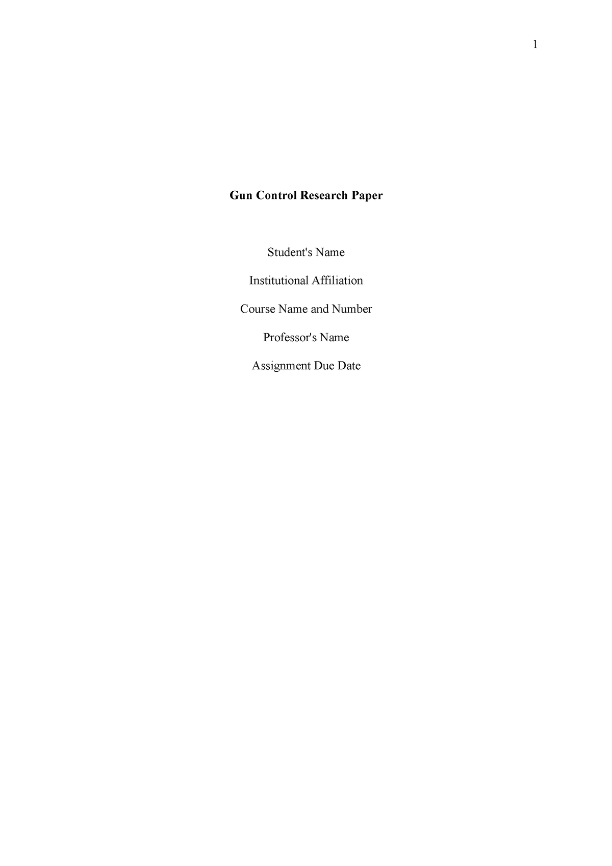 gun control research paper thesis
