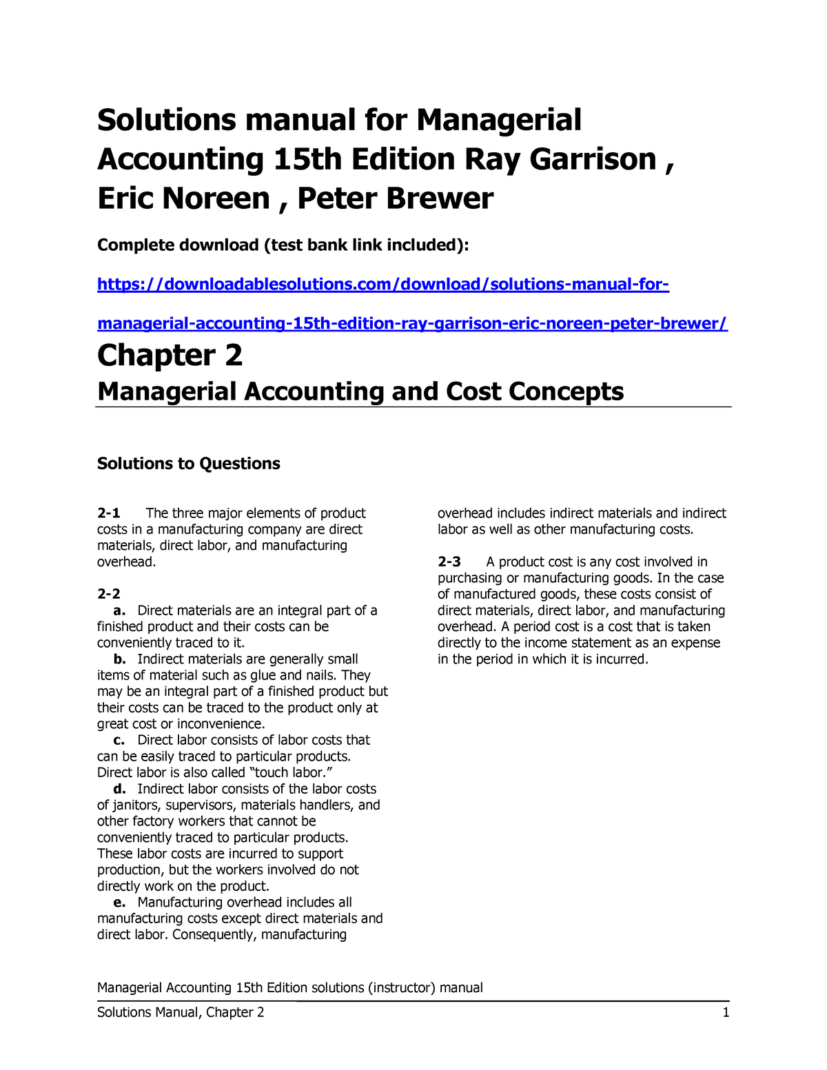 Chapter 2 Managerial Accounting Garrison Solman - Managerial Accounting ...