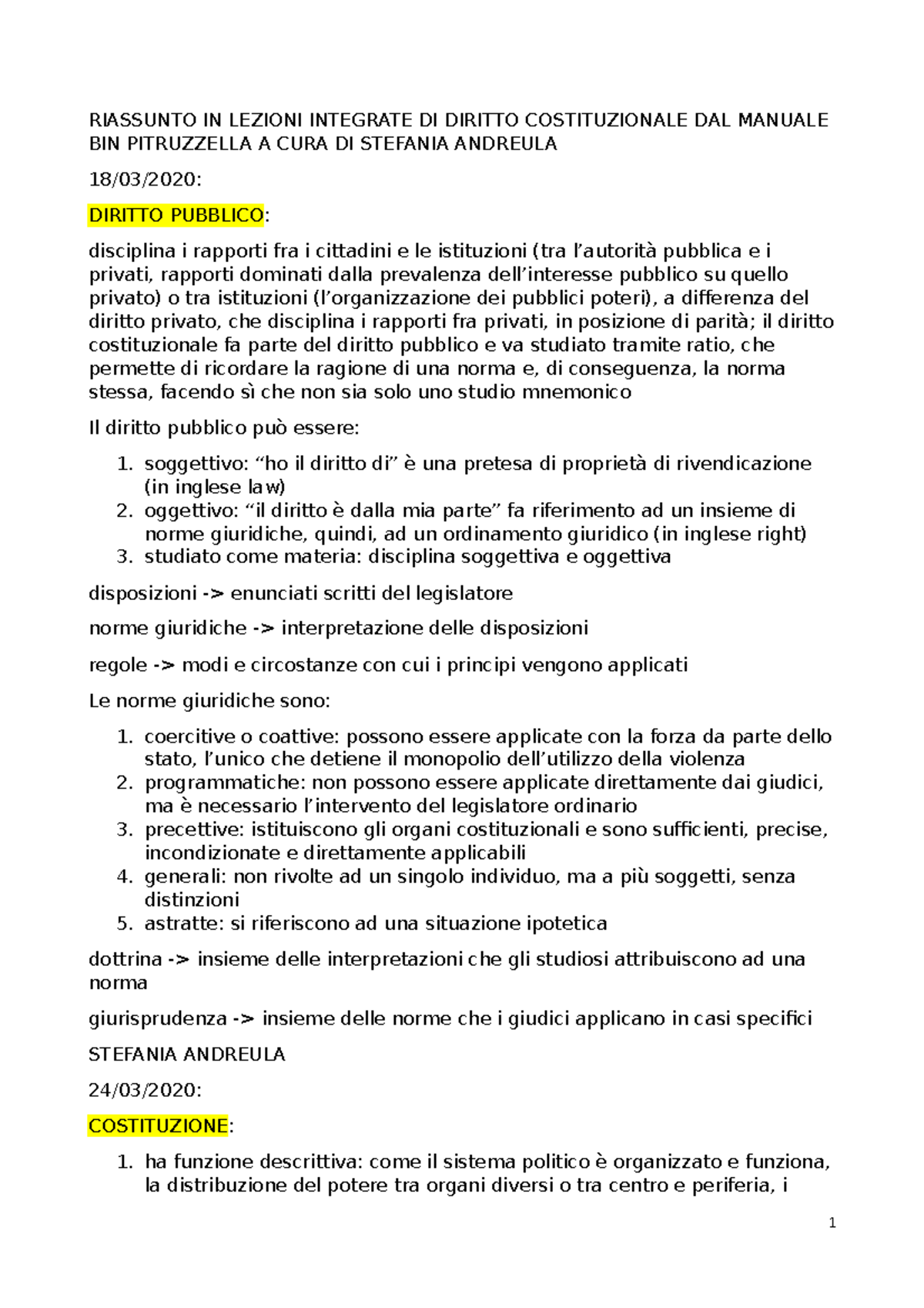 Diritto Pubblico Bin - Riassunto Bin + Appunti Prof ...