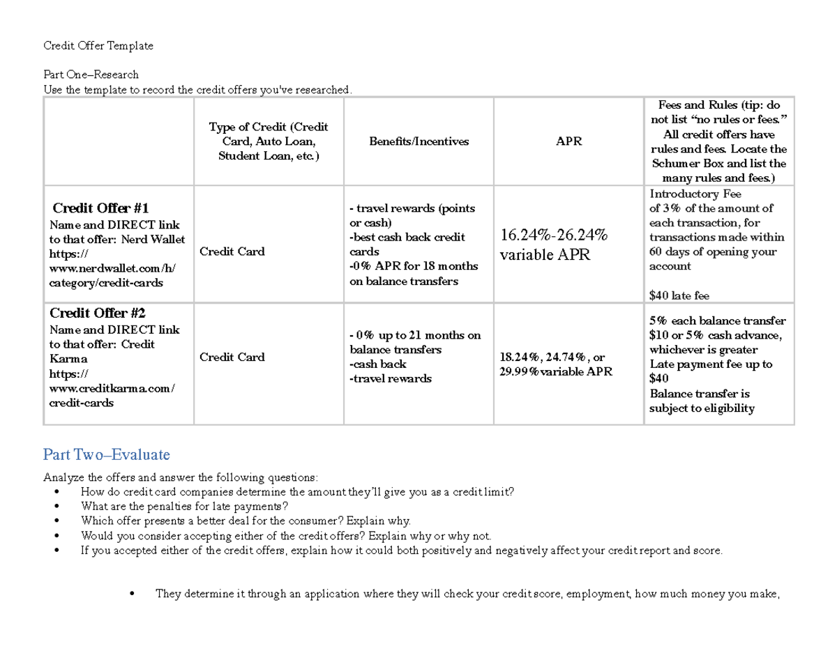 Credit offer copy - uhuh - Credit Offer Template Part One–Research Use ...