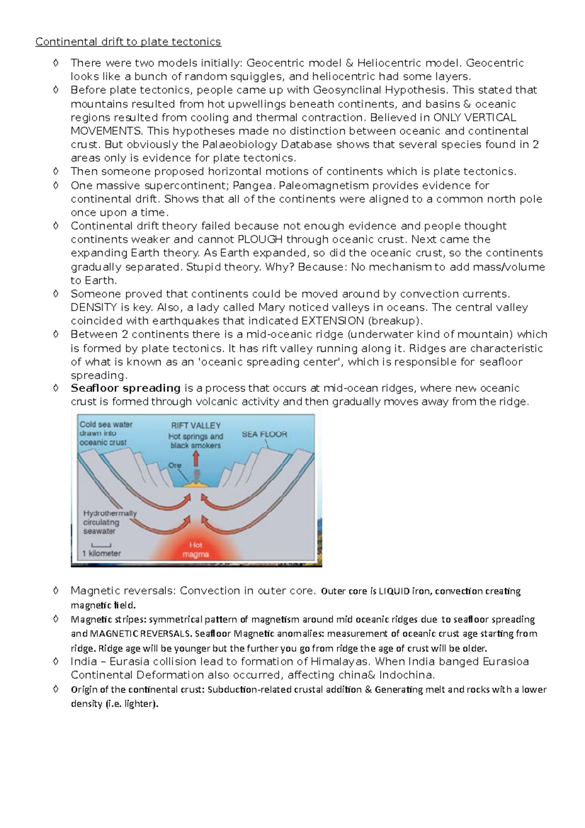 geos 1001 notes - Continental drift to plate tectonics There were two ...