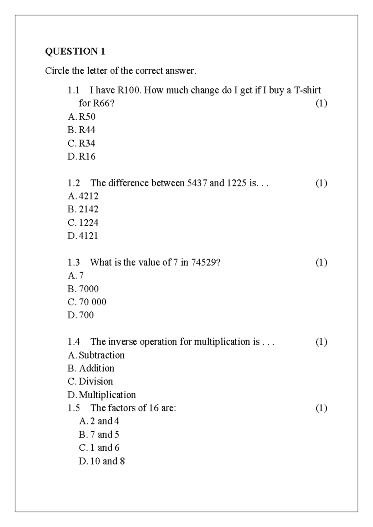 Maths term 2 june 2023 - question paper is all about number ...