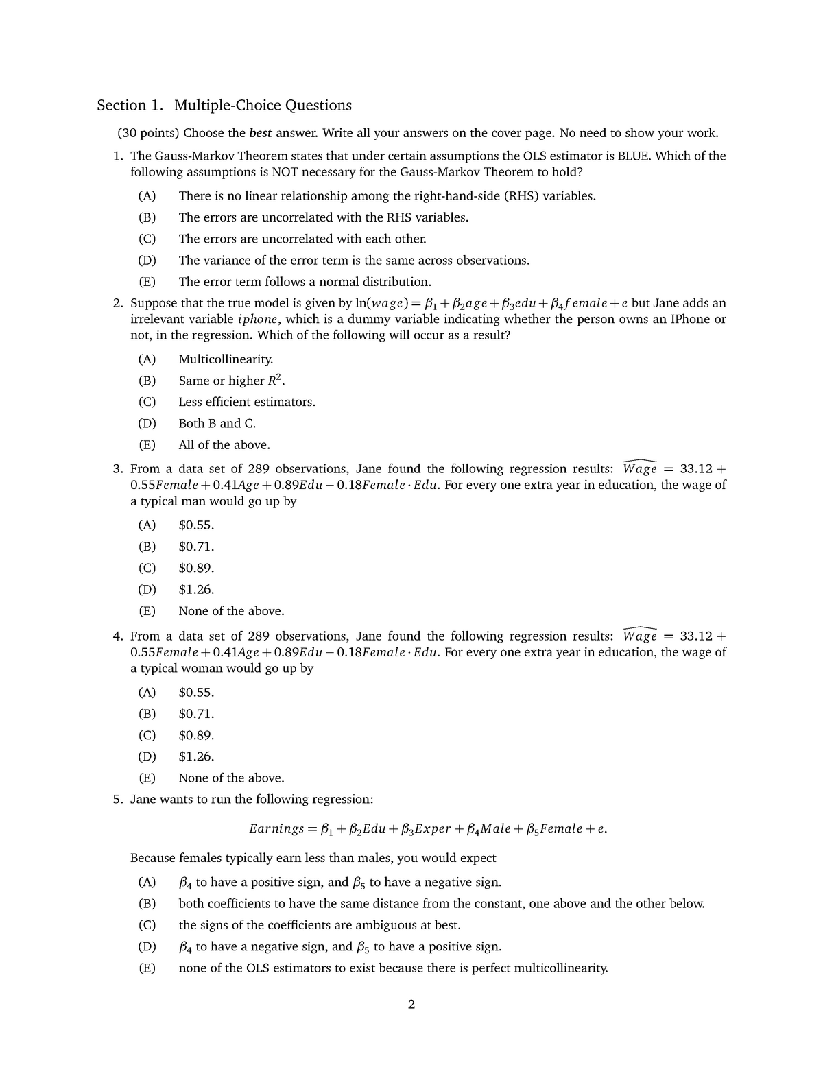 Exam 2 Sample Questions Studocu