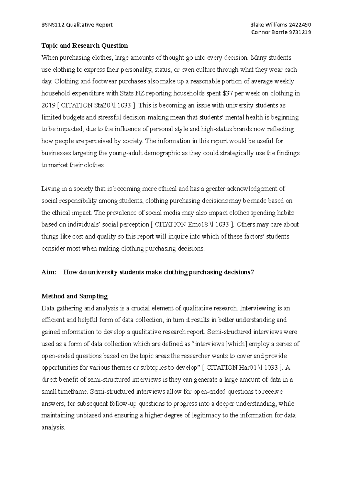 Bsns112 Qualitative Report Church Chur - Interpreting Business Data ...