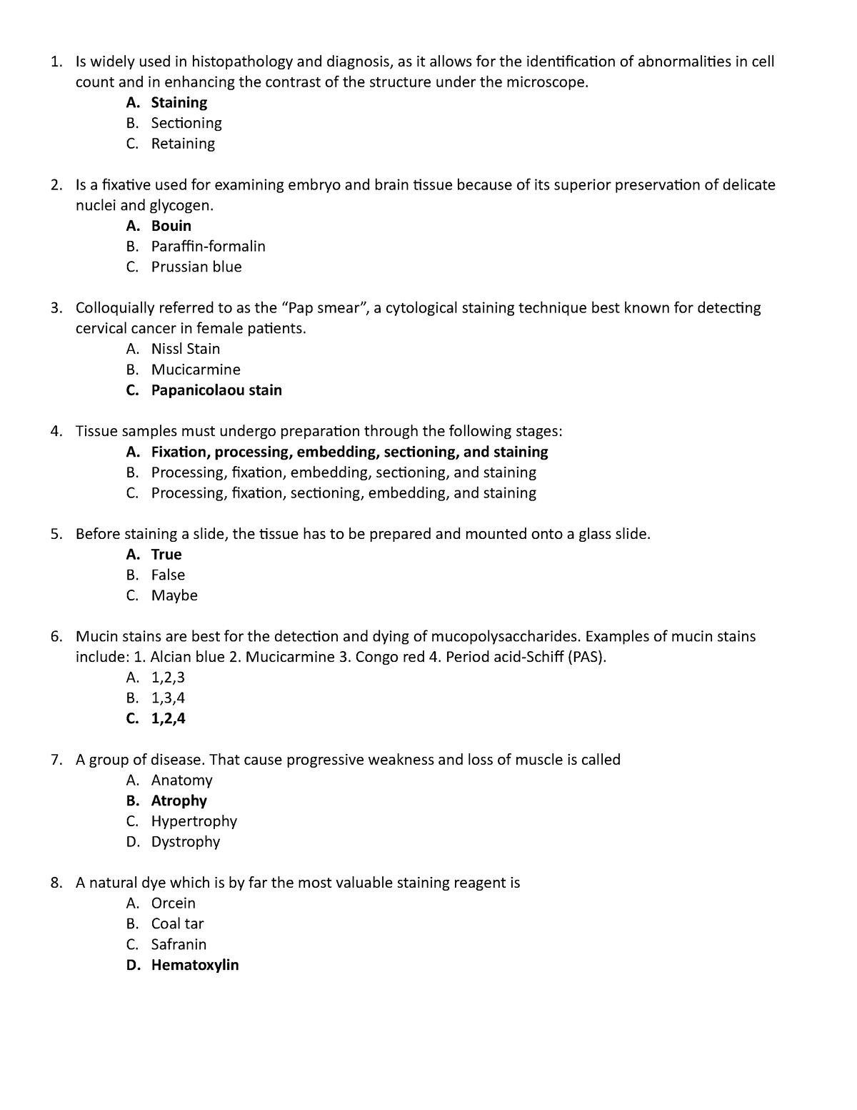 Histo - notes - Is widely used in histopathology and diagnosis, as it ...