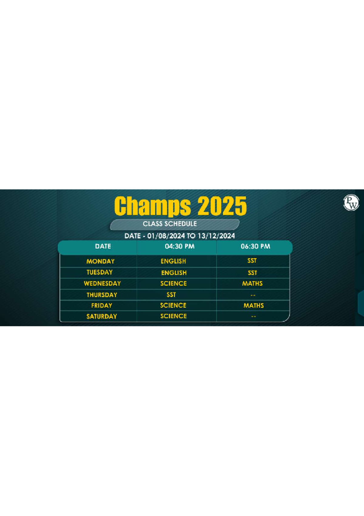 Class Schedule PDF Only Champs 2025 - Computer programming - Champs ...