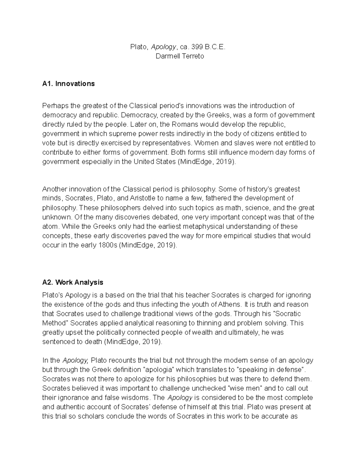 What parts of the dialogue can you relate with the most in apology by plato image