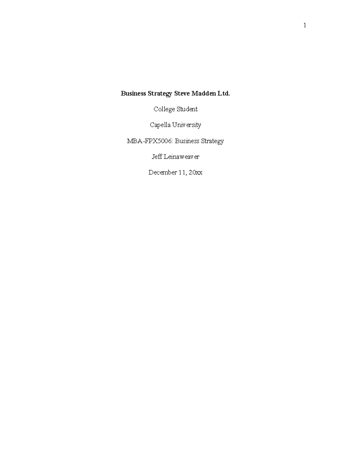 MBA-FPX5006 Assessment 2-1 - Business Strategy Steve Madden Ltd ...