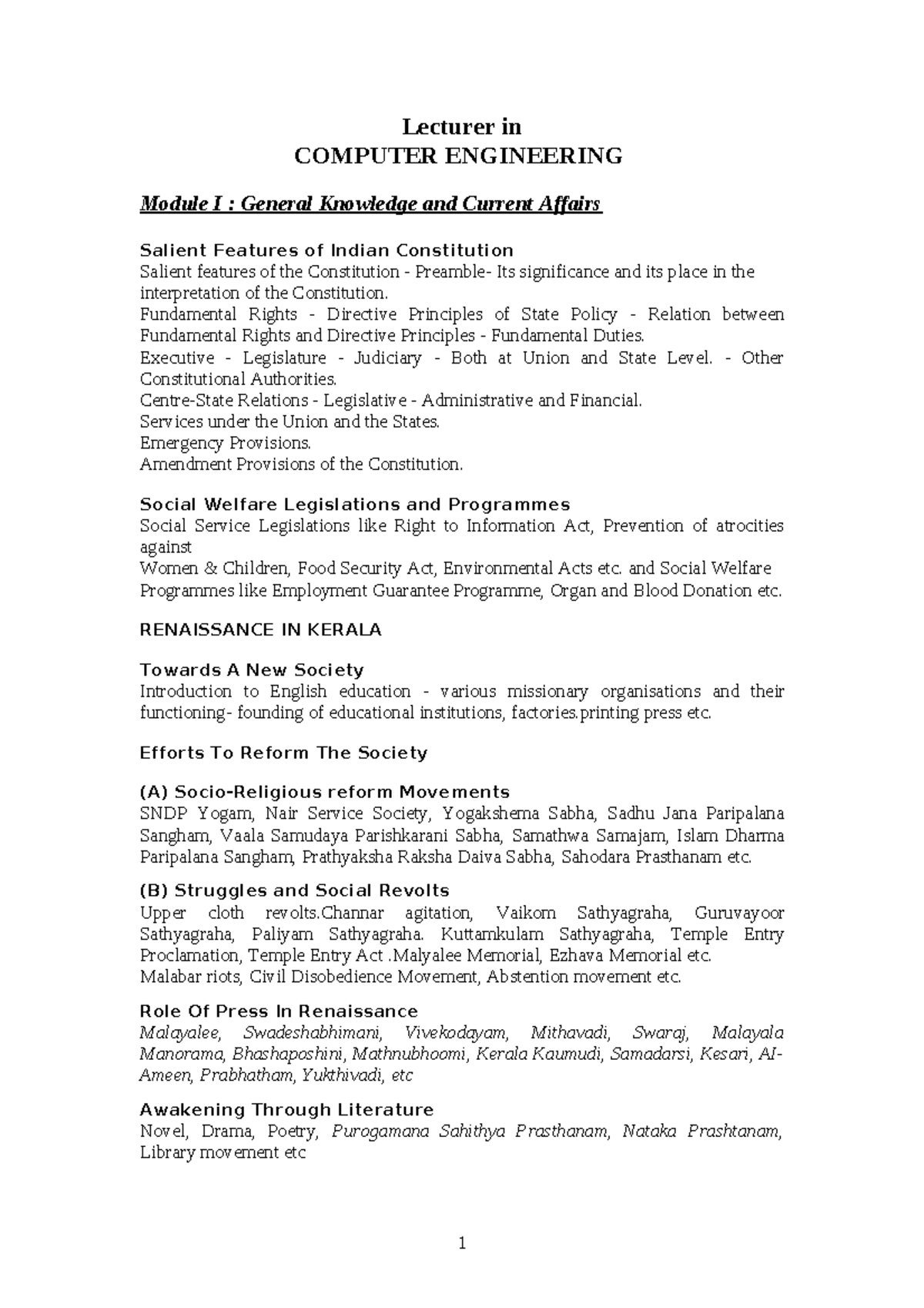 Computer engineering - Lecturer in COMPUTER ENGINEERING Module I ...