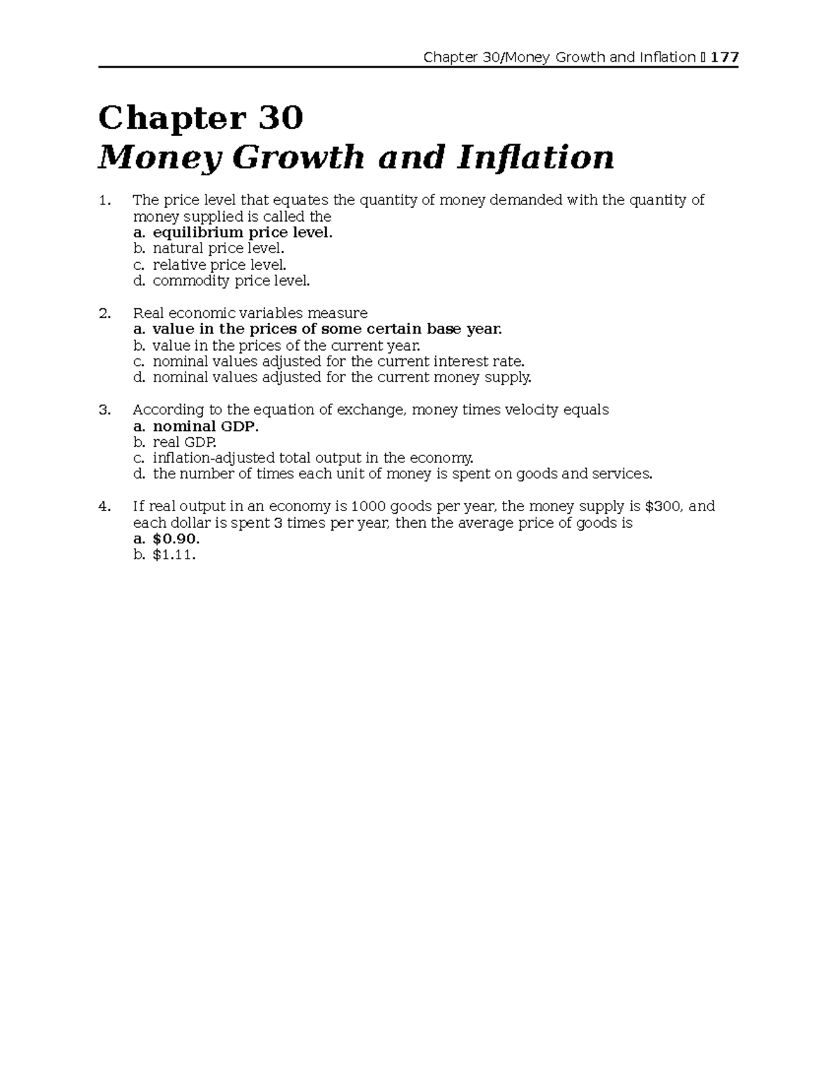 Chapter 30 Trắc nghiệm En có đáp án - Chapter 30/Money Growth and ...