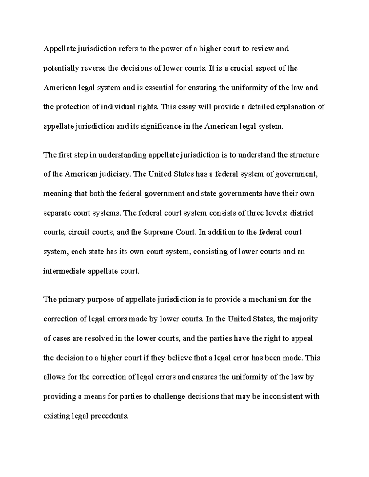 Appellate Jurisdiction Notes Appellate jurisdiction refers to the
