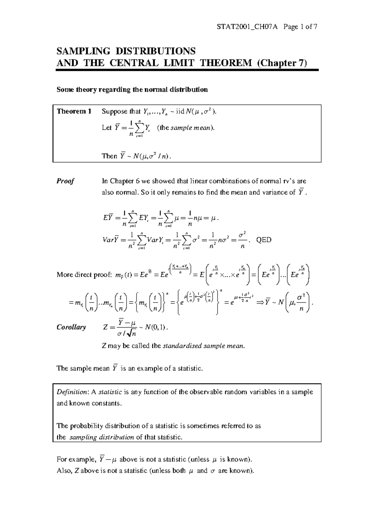 Lectures Ch 07A - aaaaaaaa - SAMPLING DISTRIBUTIONS AND THE CENTRAL ...