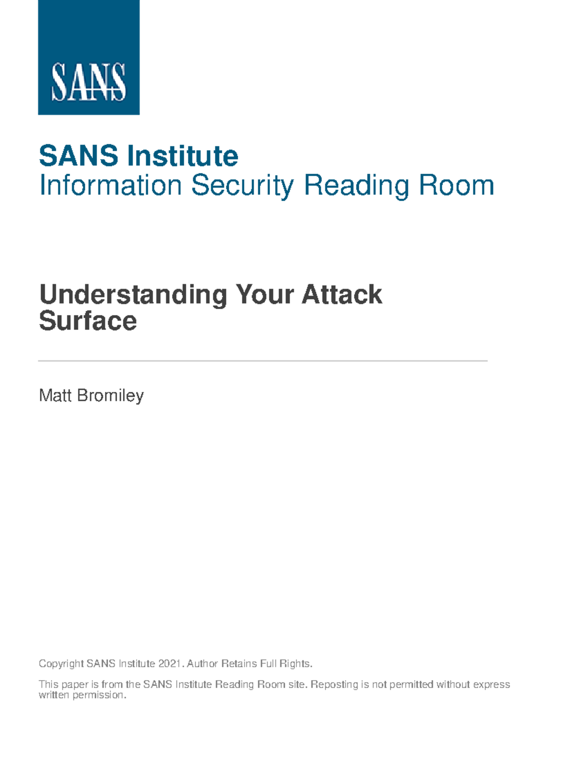 Lectura 3 - Understanding Your Attack Surface - SANS Institute ...