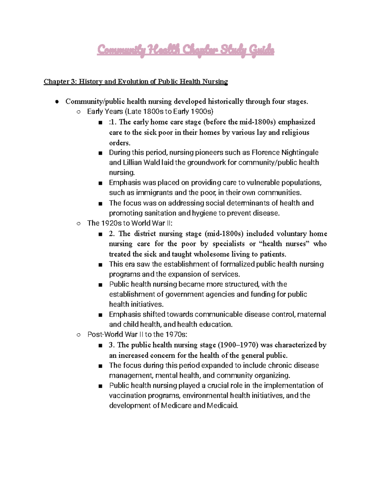 Community Health Notes - Communit H ealt Chapte Stud Guid Chapter 3 ...