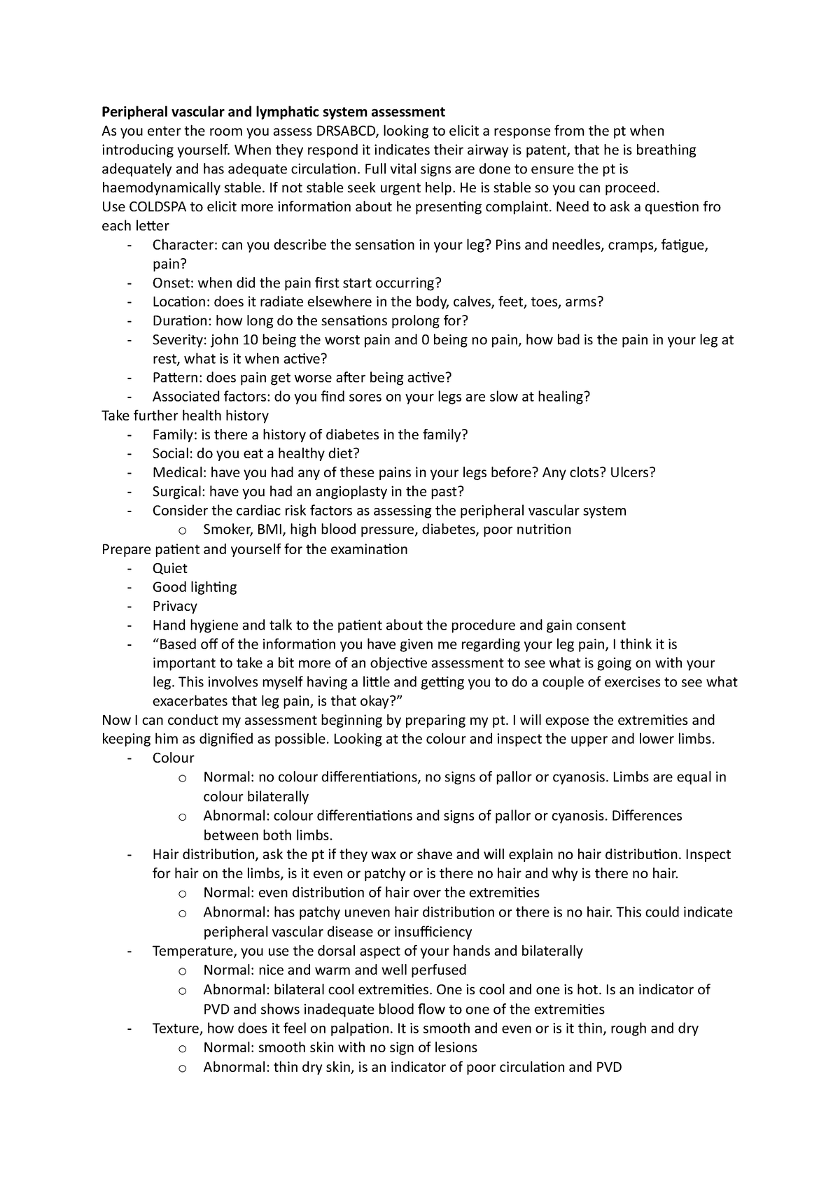 Peripheral vascular and lymphatic system assessment - When they respond ...