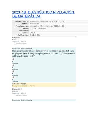 Prueba 2 Algebra Revisión Del Intento - Página Principal / Mis Cursos ...