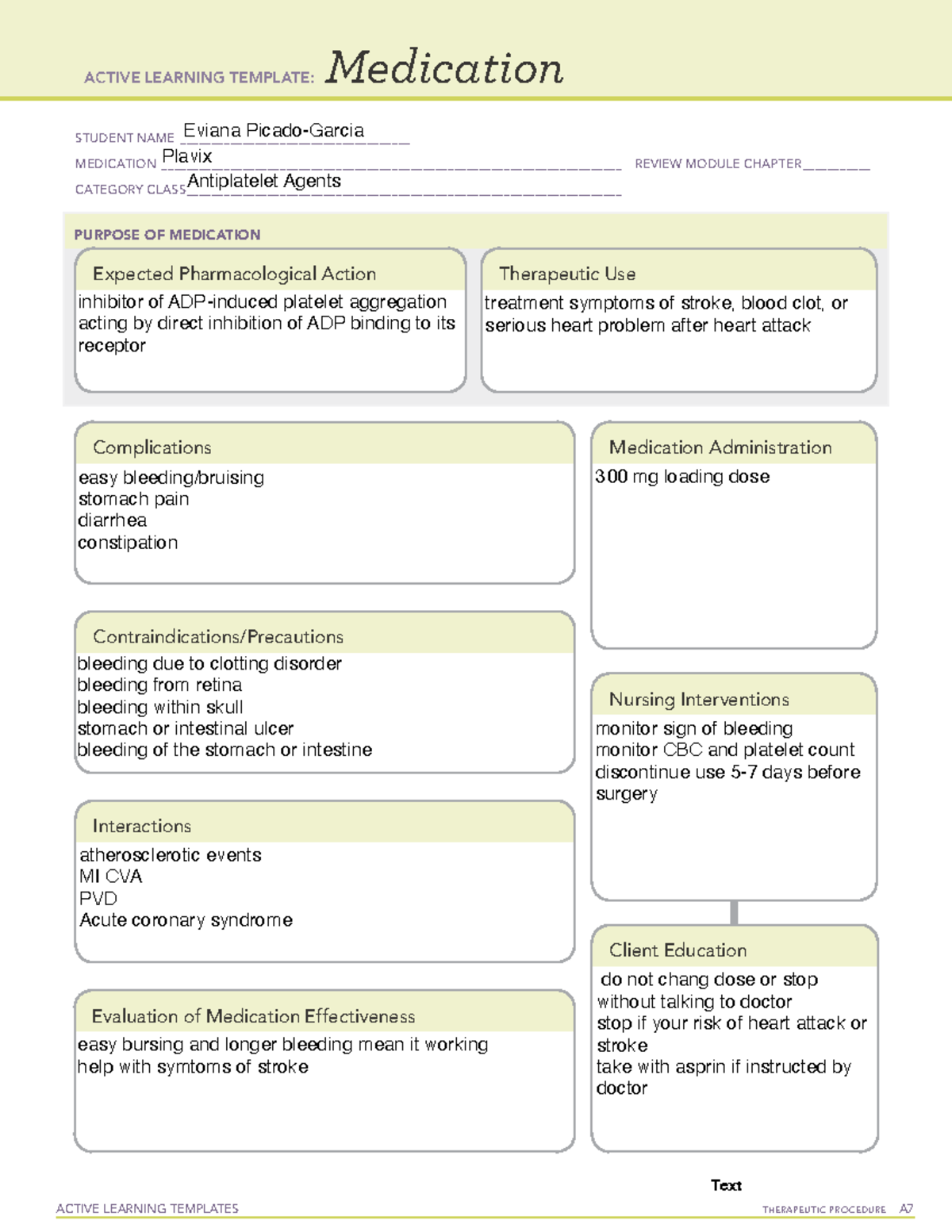 Ati Active Learning Template Medication Clopidogrel P - vrogue.co