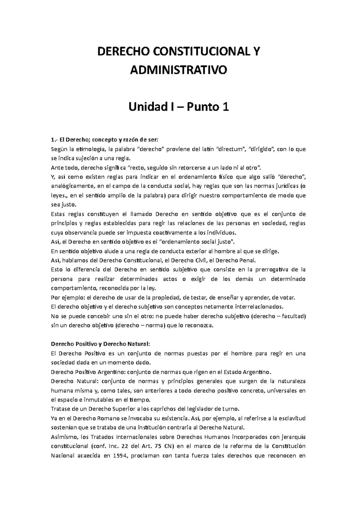 Derecho - Unidad 1 - DERECHO CONSTITUCIONAL Y ADMINISTRATIVO Unidad I ...