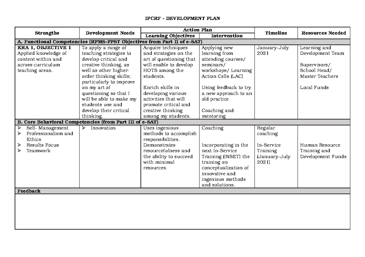 individual development plan rpms