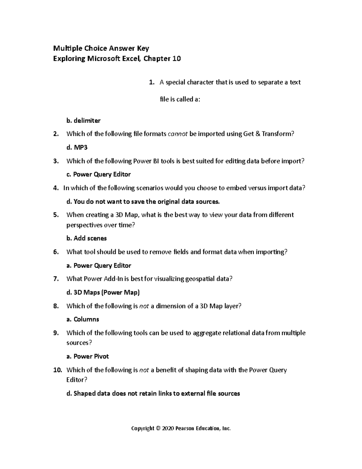 E10 answerkey mc - Multiple Choice answers - Multiple Choice Answer Key ...