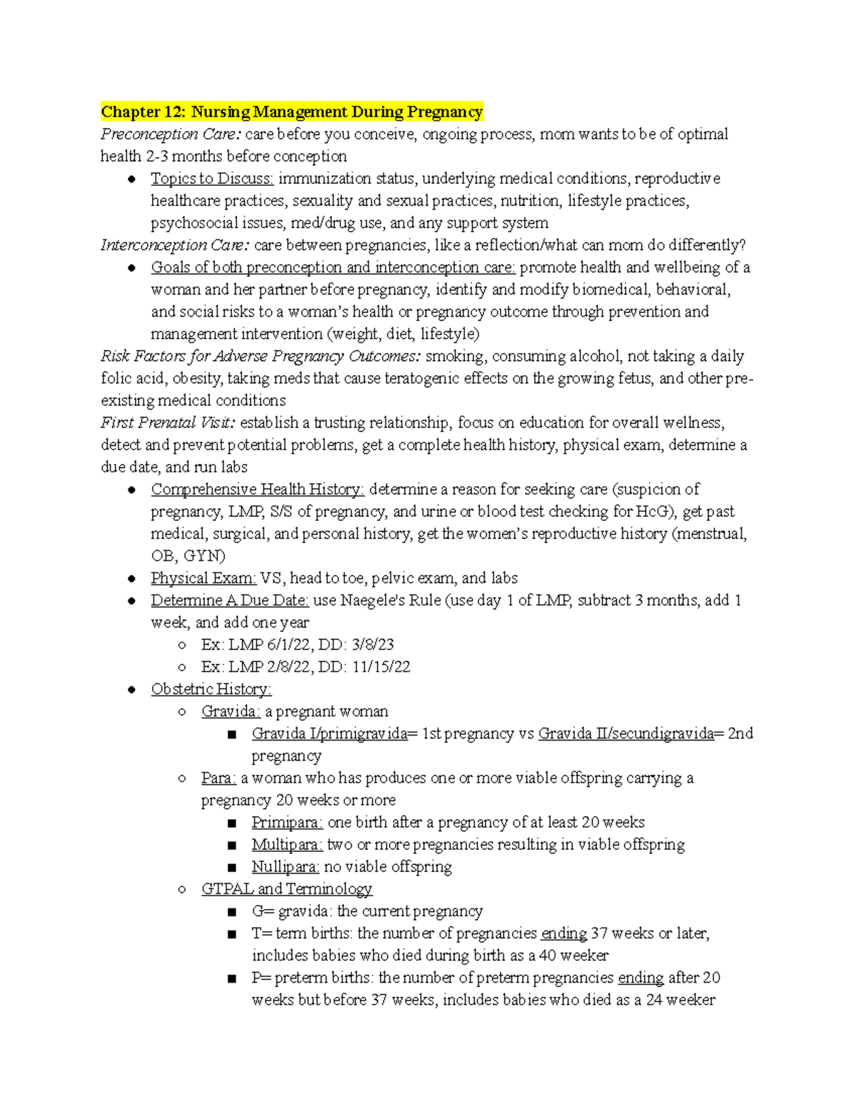 Nursing Management During Pregnancy And At Risk Pregnancies - Chapter ...