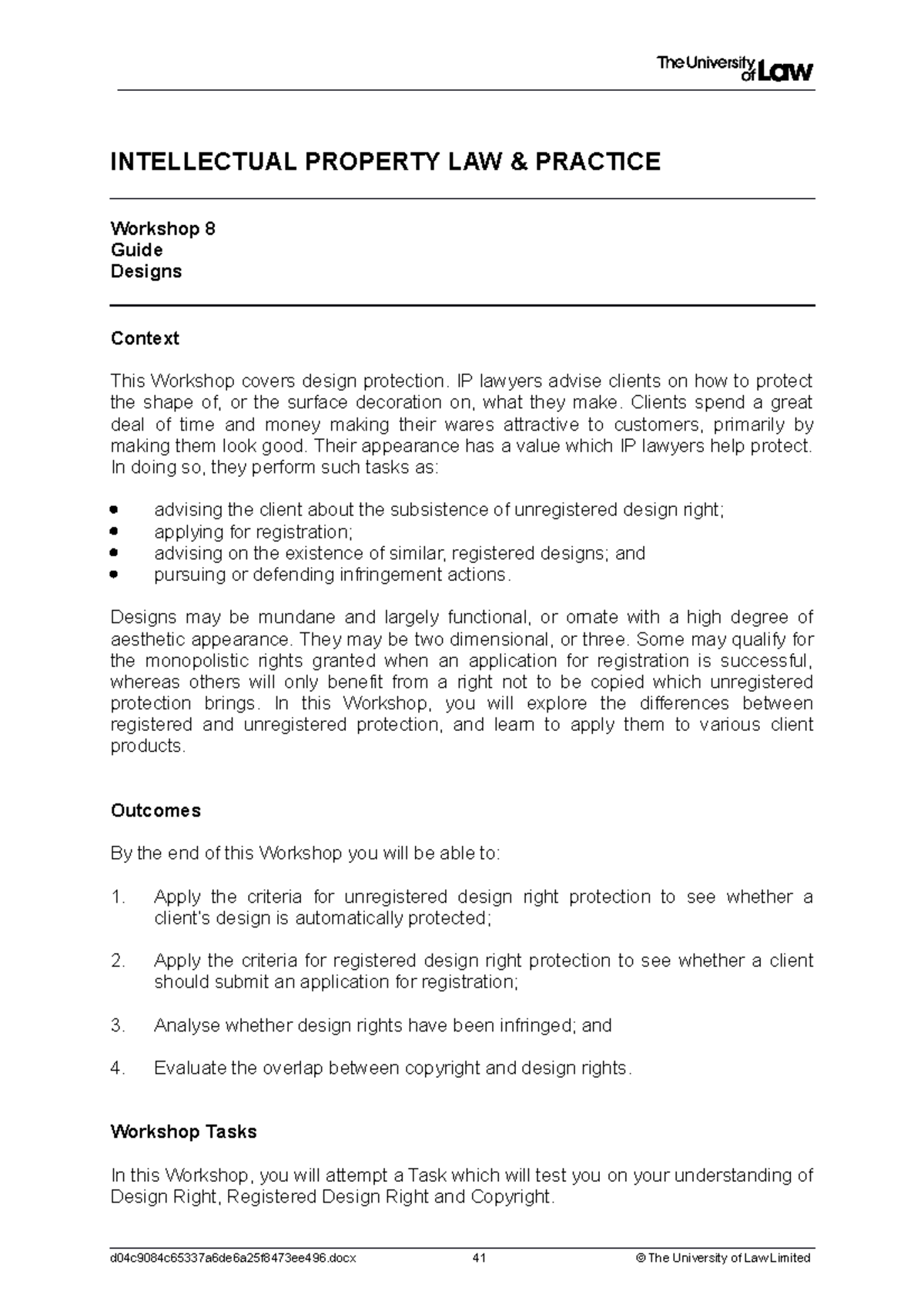 1920 ip ws08 ce01 guide - INTELLECTUAL PROPERTY LAW & PRACTICE Workshop ...