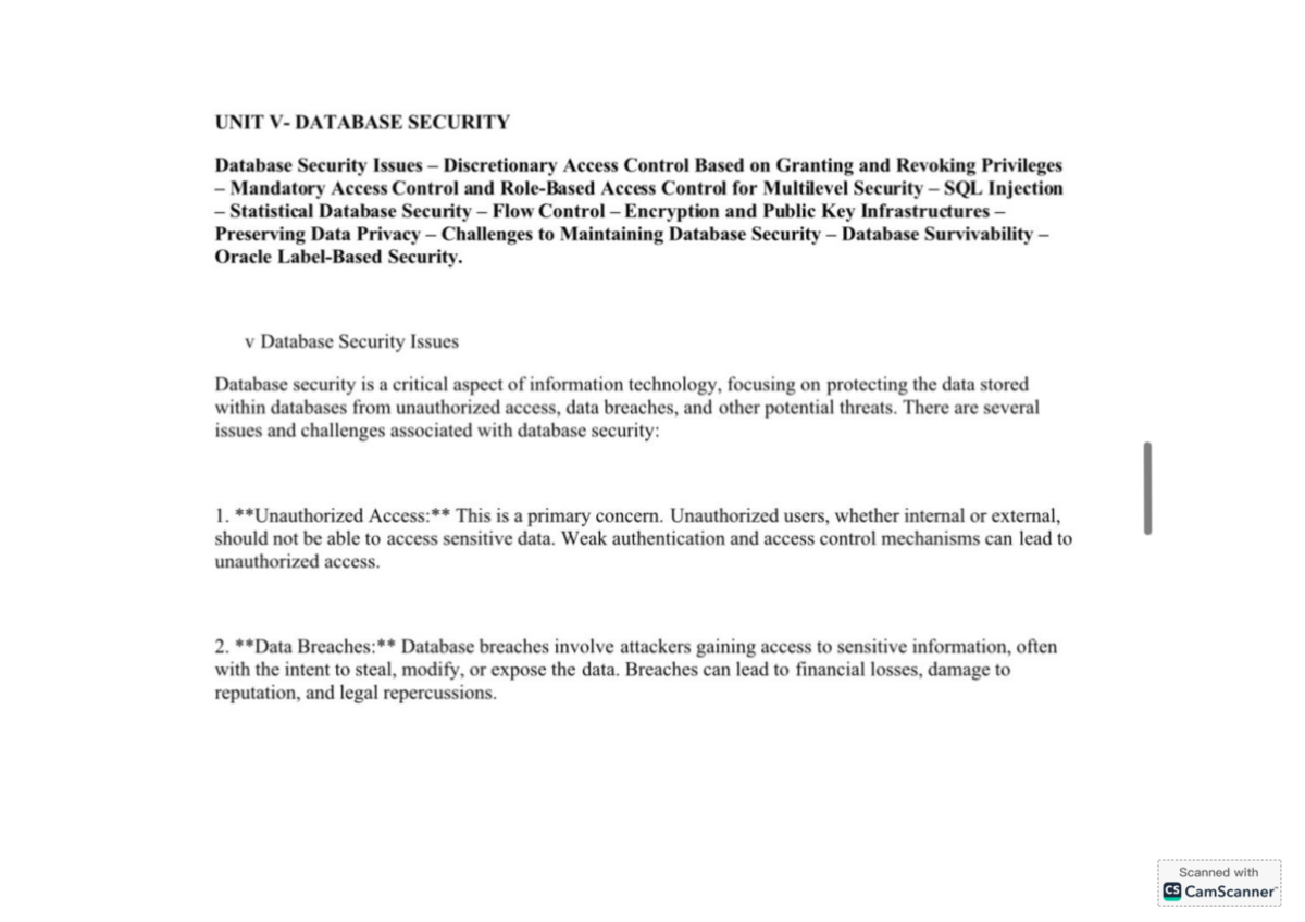 Unit 5 database security - UNIT SECURITY Database Security Issues ...