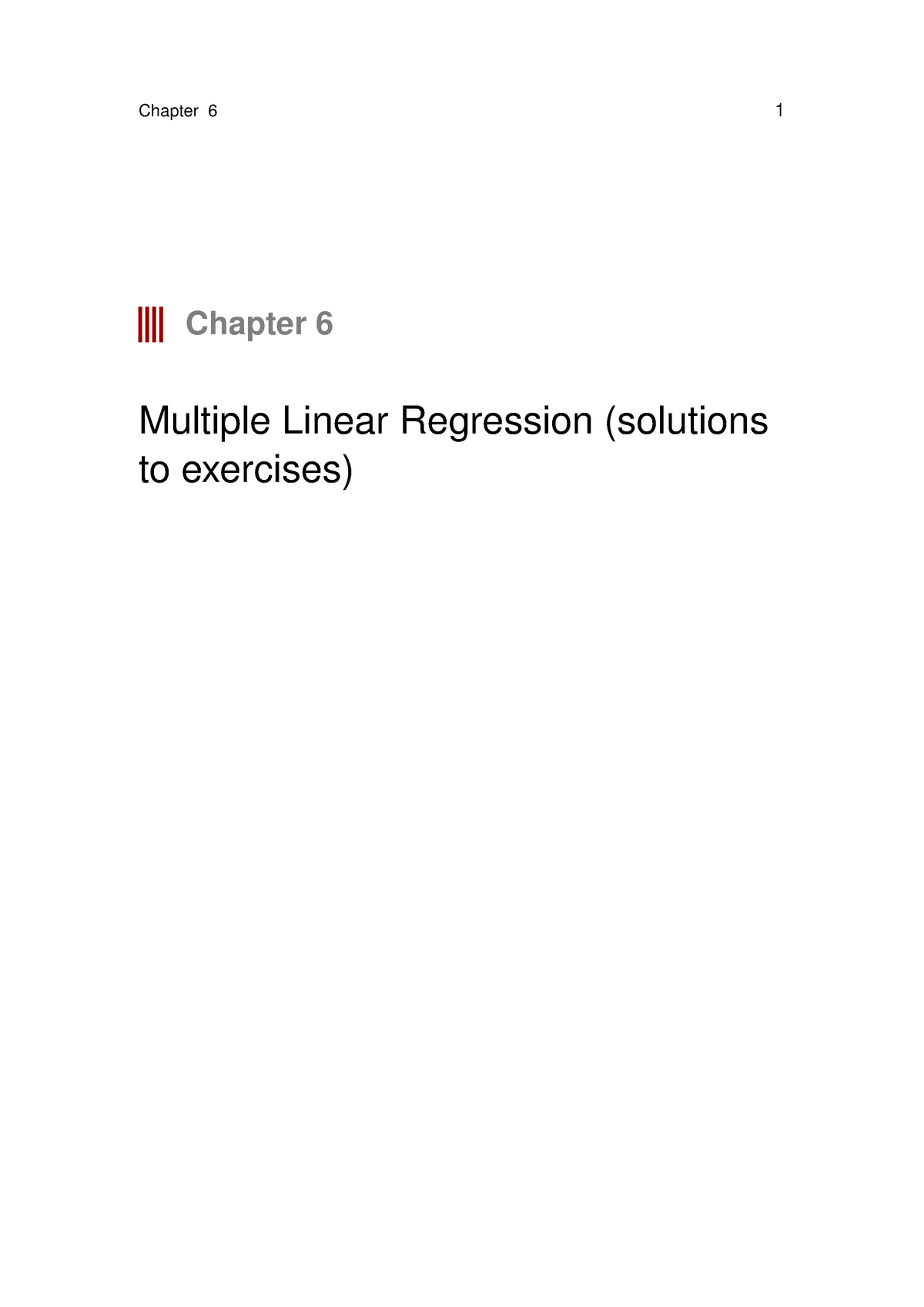 Solutions-chapter 6 - Chapter 6 1 Chapter 6 Multiple Linear Regression ...