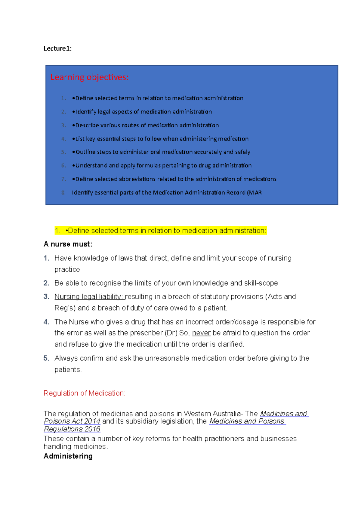 Lecture 1 nursing care 3 Lecture1 •Define selected terms in relation