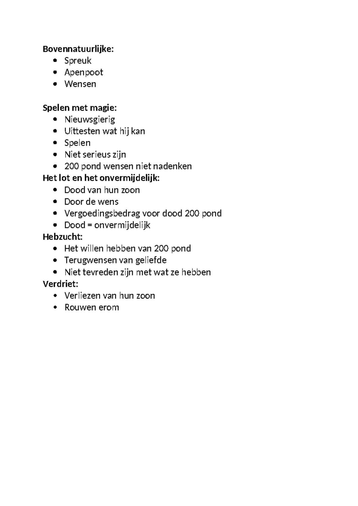 Presentatie engels 5 havo Bovennatuurlijke Spreuk Apenpoot Wensen Spelen met magie Studeersnel