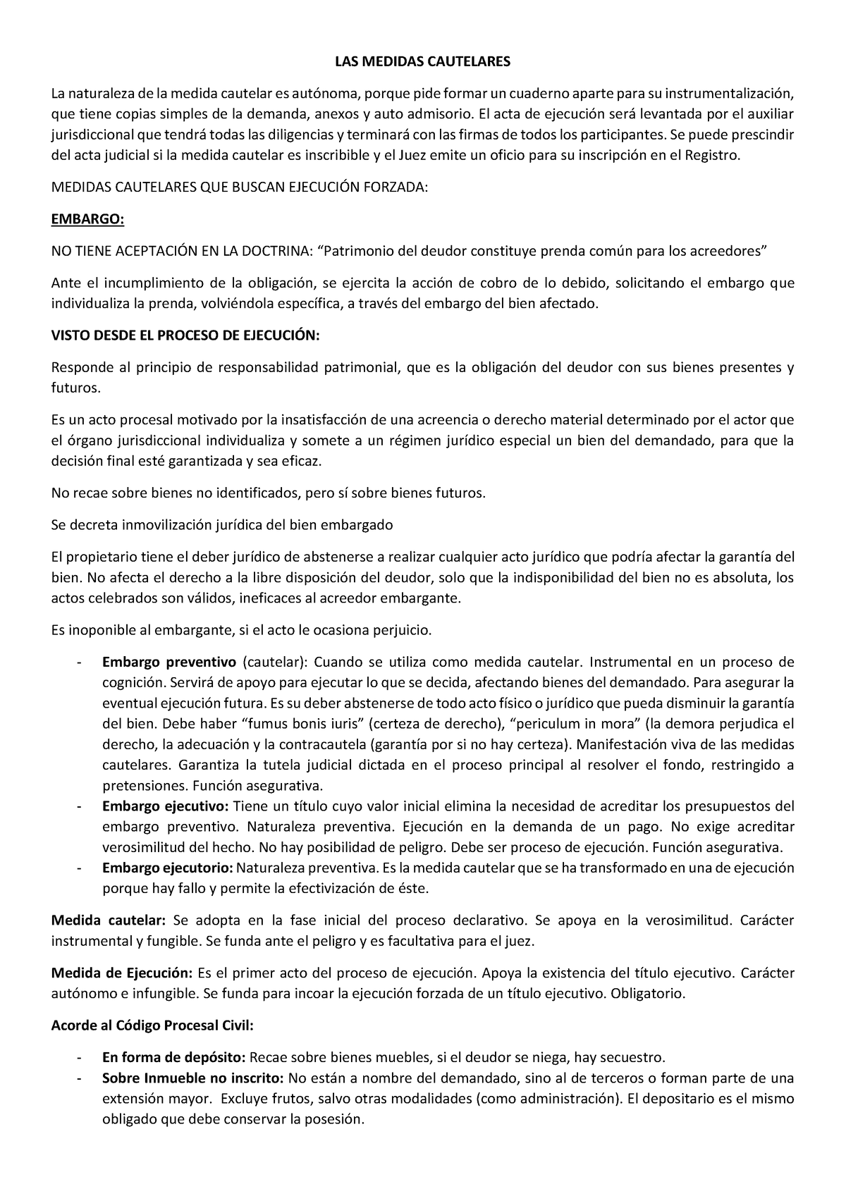 Medidas Cautelares Las Medidas Cautelares La Naturaleza De La Medida Cautelar Es Aut Noma