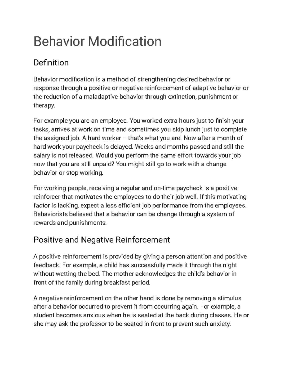 Behavior Modification Behavior Modification Definition Behavior 