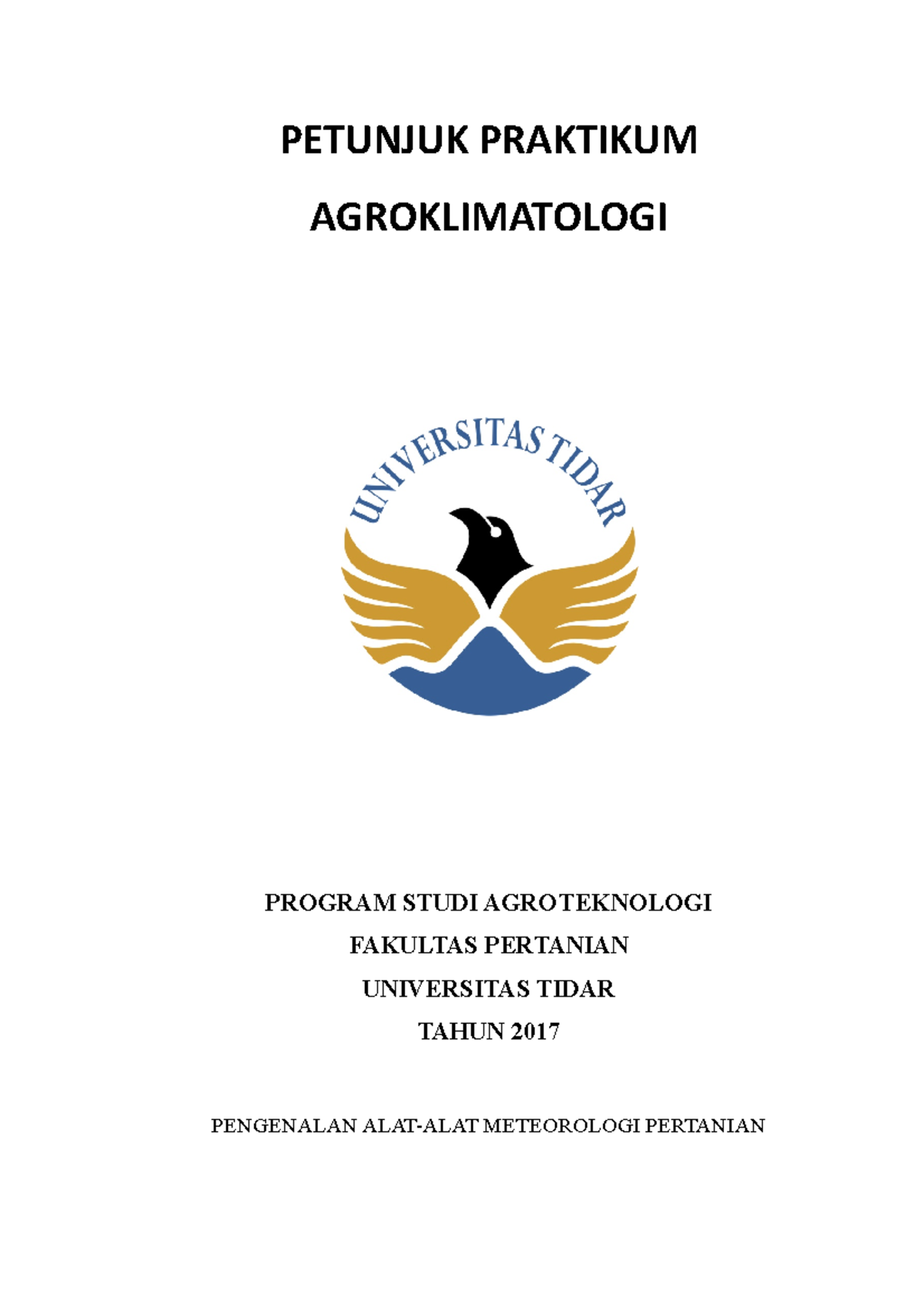 Petunjuk- Praktikum- Agroklimatologi - PETUNJUK PRAKTIKUM ...