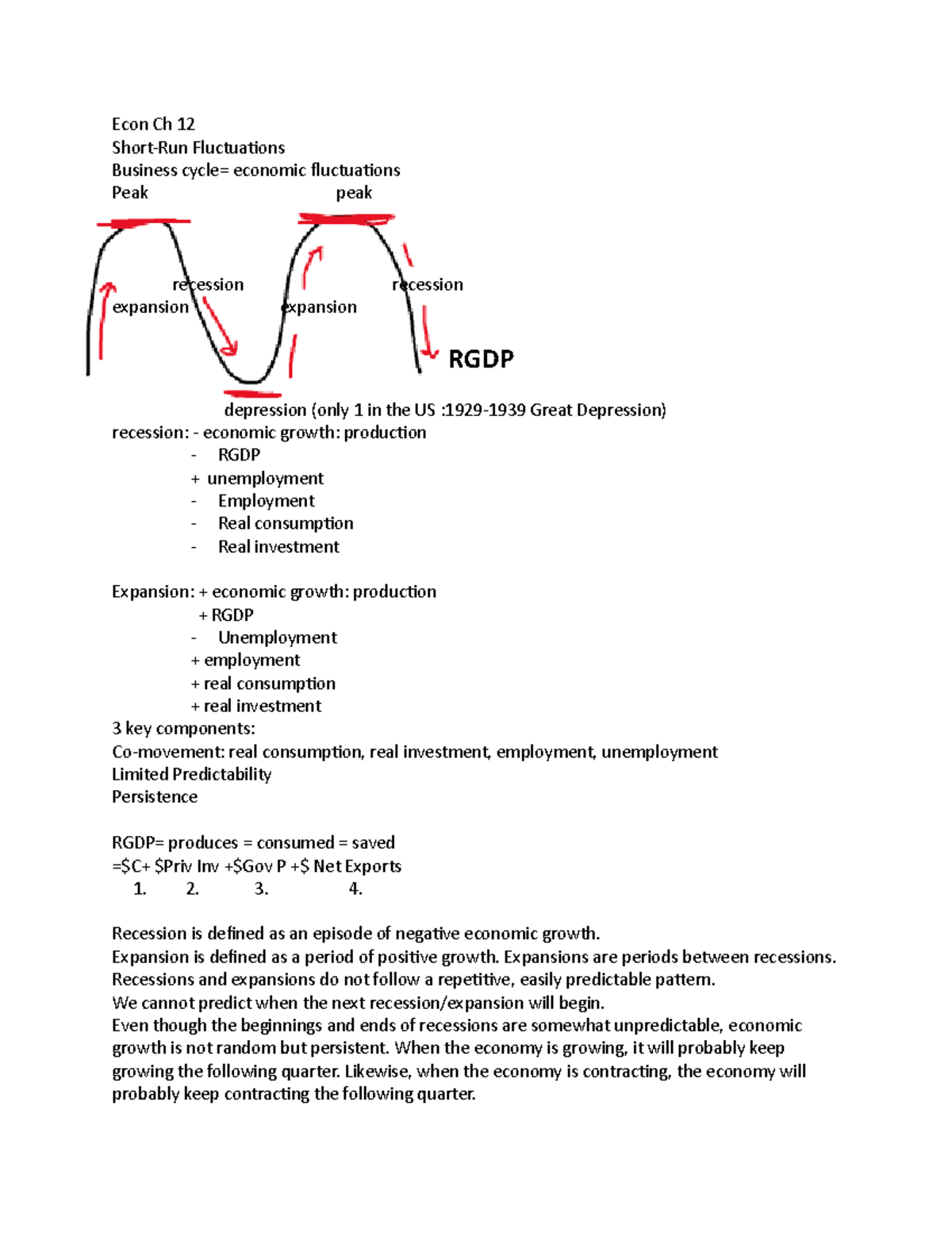 Econ Chapter 12 Notes - Econ Ch 12 Short-Run Fluctuations Business ...