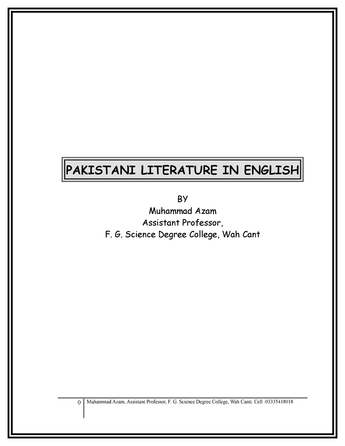 phd english literature in lahore