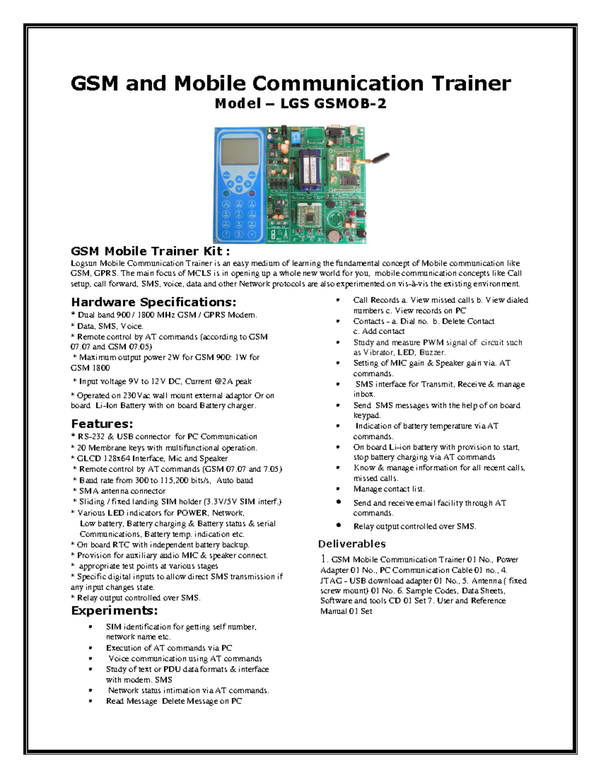 Gsm mobile trainer kit GSM and Mobile Communication Trainer Model